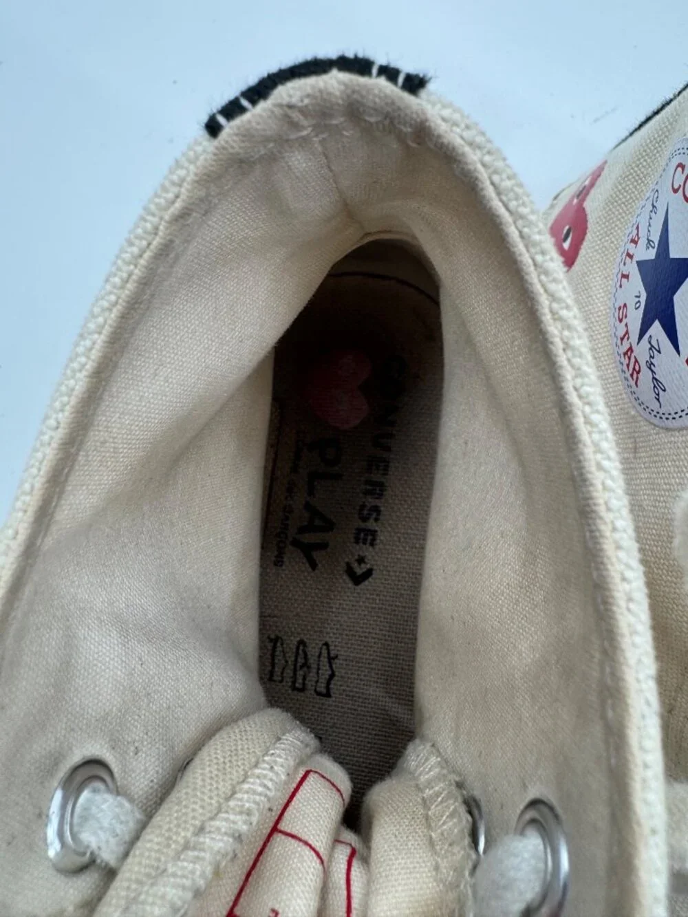 Converse Chuck Taylor All Star High Top CDG Play Red Heart Sneakers M 5 W 7